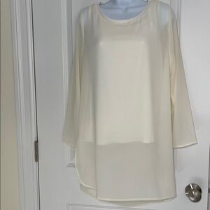 Soft Surroundings PetitebSheer Cream Tunic Blouse
